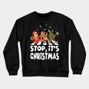 Christmas Road - 2, Santa Claus, Gingerbread man, Christmas tree Crewneck Sweatshirt